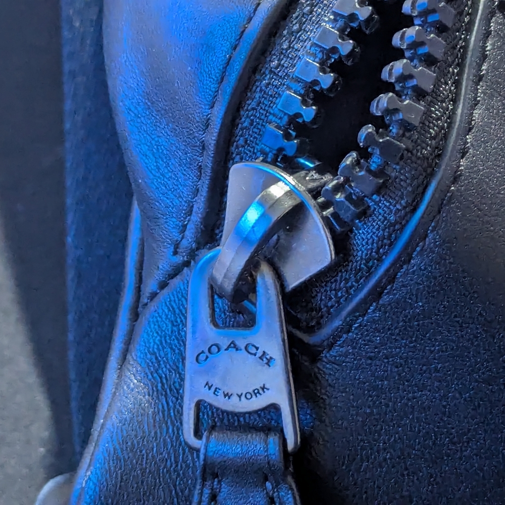 Coach Black Leather Belt Bag with Front Pocket - Picture 4 of 13